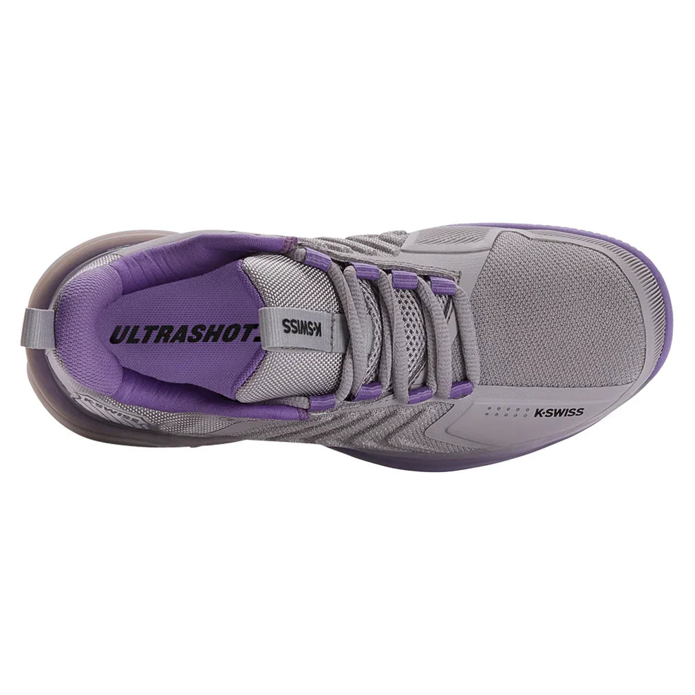 Women`s Ultrashot 3 Clay Court Tennis Shoes Raindops and Paisley Purple Footwear K-Swiss