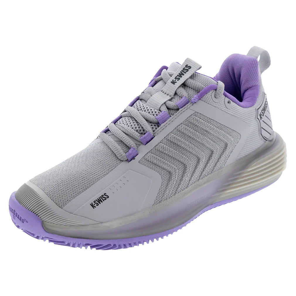 Women`s Ultrashot 3 Clay Court Tennis Shoes Raindops and Paisley Purple Footwear K-Swiss