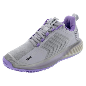 Women`s Ultrashot 3 Clay Court Tennis Shoes Raindops and Paisley Purple Footwear K-Swiss