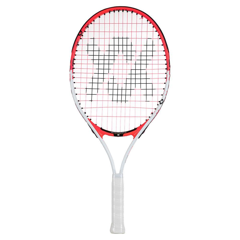 Juniors` Revolution 23 Prestrung Tennis Racquet White and Hot Pink Racquets Volkl