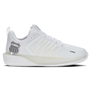 Women's Ultrashot 3 Grass Tennis Shoes White and Steel Gray Footwear K-Swiss