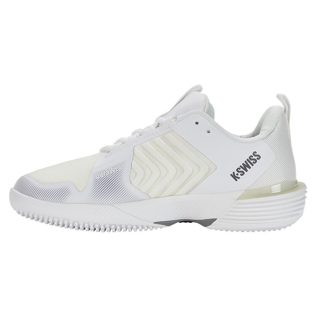 Women's Ultrashot 3 Grass Tennis Shoes White and Steel Gray Footwear K-Swiss