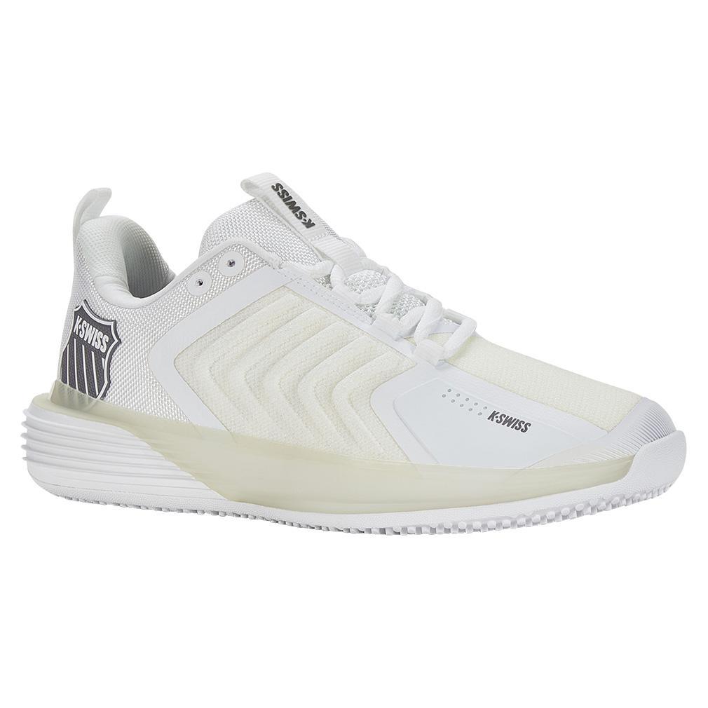 Women's Ultrashot 3 Grass Tennis Shoes White and Steel Gray Footwear K-Swiss