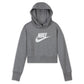 Girls' Sportswear Club French Terry Cropped Hoodie Carbon Heather and White Apparel Nike