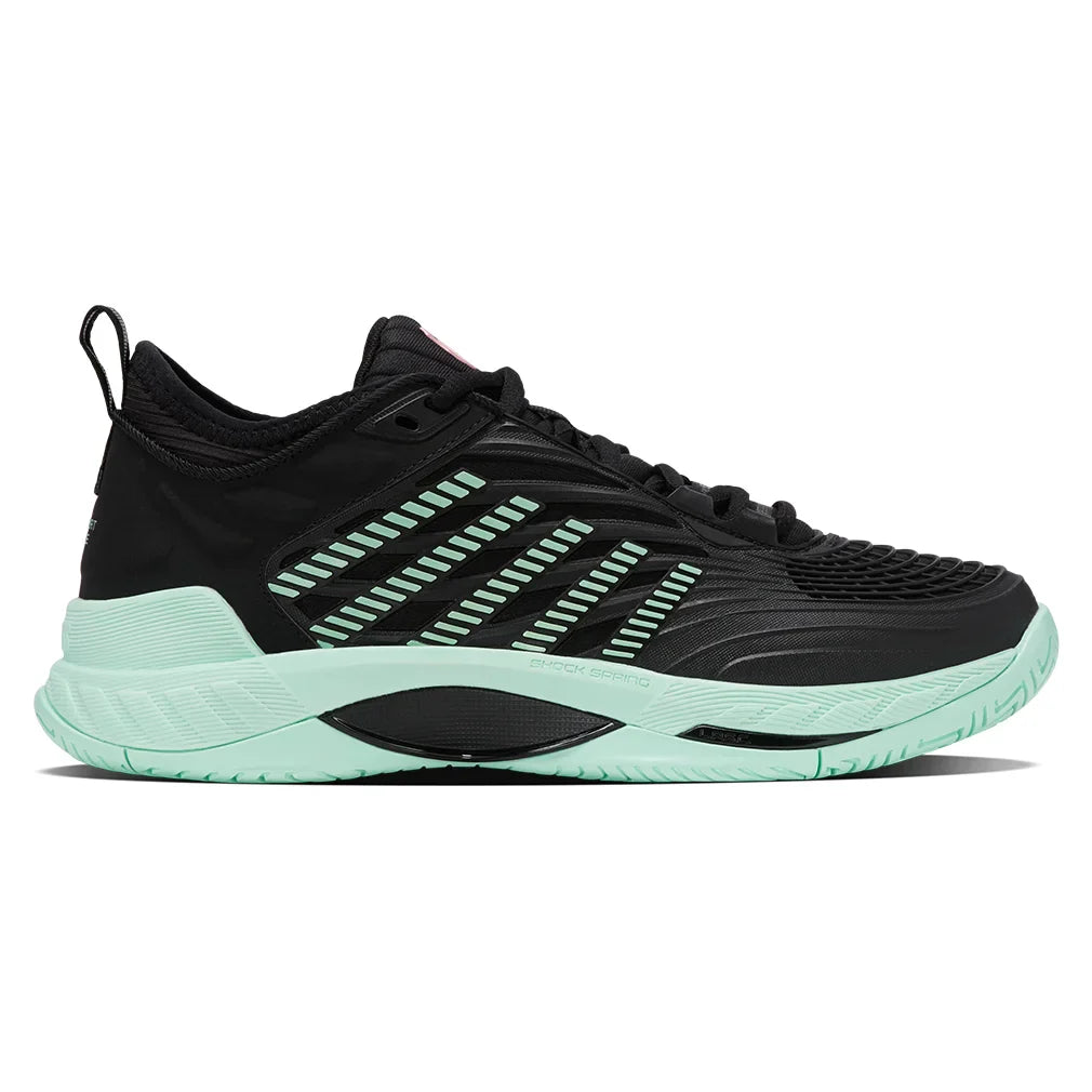 Women`s Hypercourt Supreme 2 Tennis Shoes Black and Neon Mint Footwear K-Swiss