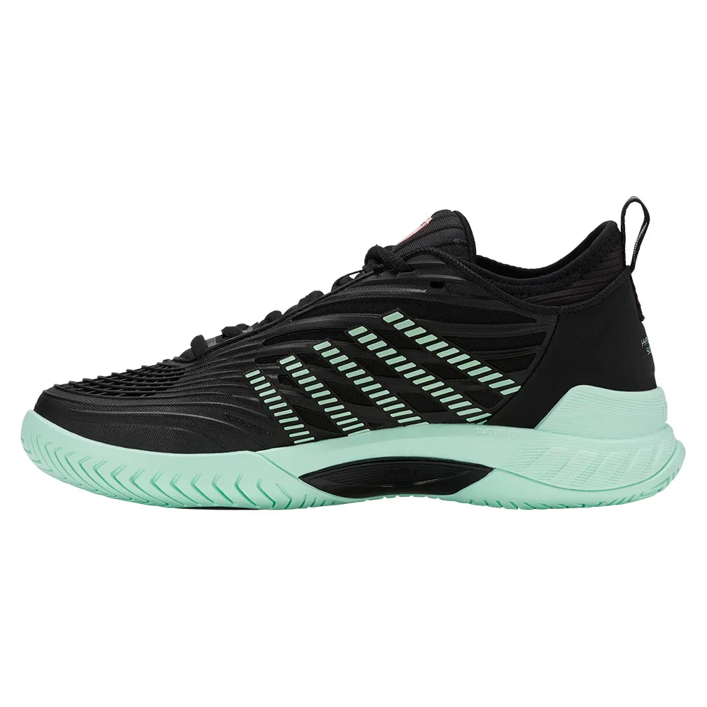 Women`s Hypercourt Supreme 2 Tennis Shoes Black and Neon Mint Footwear K-Swiss