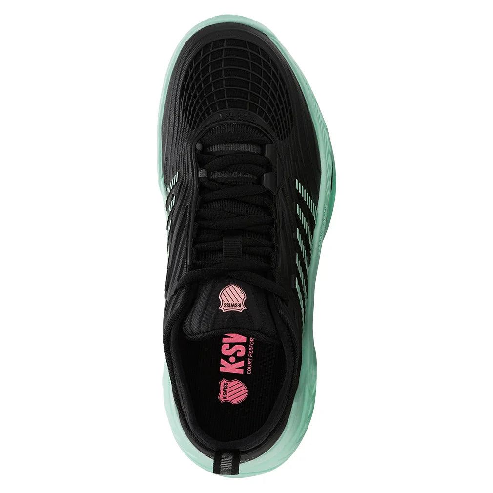 Women`s Hypercourt Supreme 2 Tennis Shoes Black and Neon Mint Footwear K-Swiss