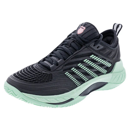 Women`s Hypercourt Supreme 2 Tennis Shoes Black and Neon Mint Footwear K-Swiss