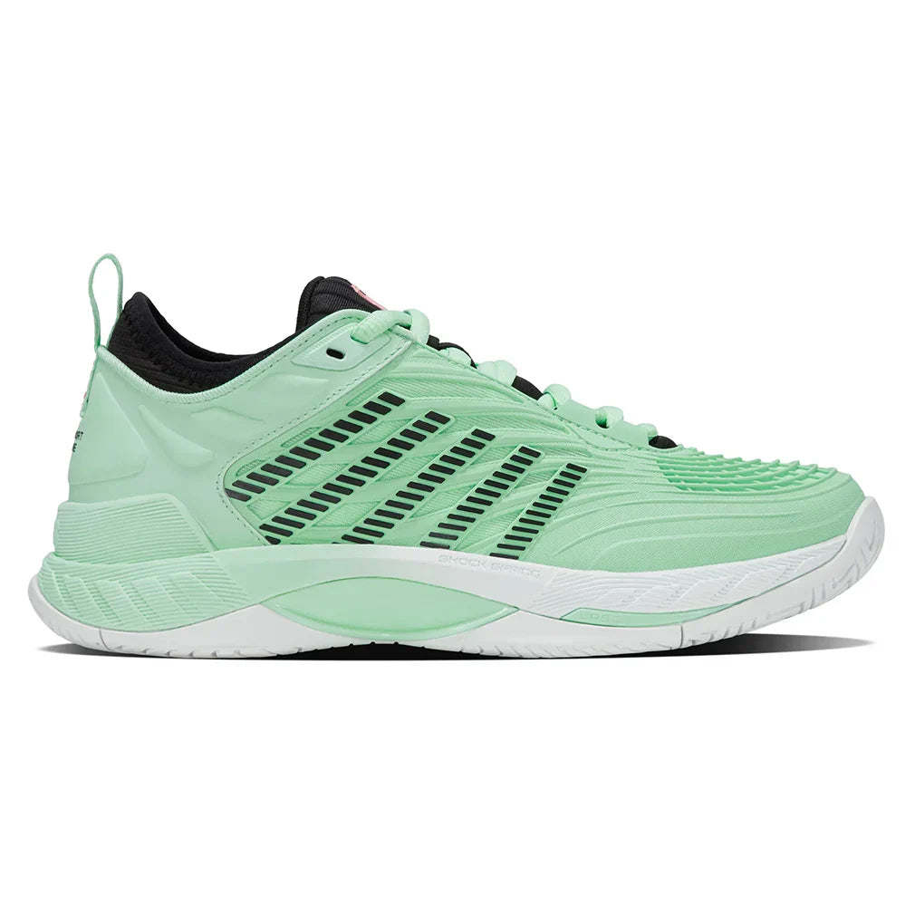 Women`s Hypercourt Supreme 2 Tennis Shoes Neon Mint and Black Footwear K-Swiss