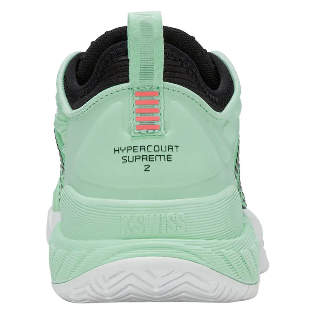 Women`s Hypercourt Supreme 2 Tennis Shoes Neon Mint and Black Footwear K-Swiss