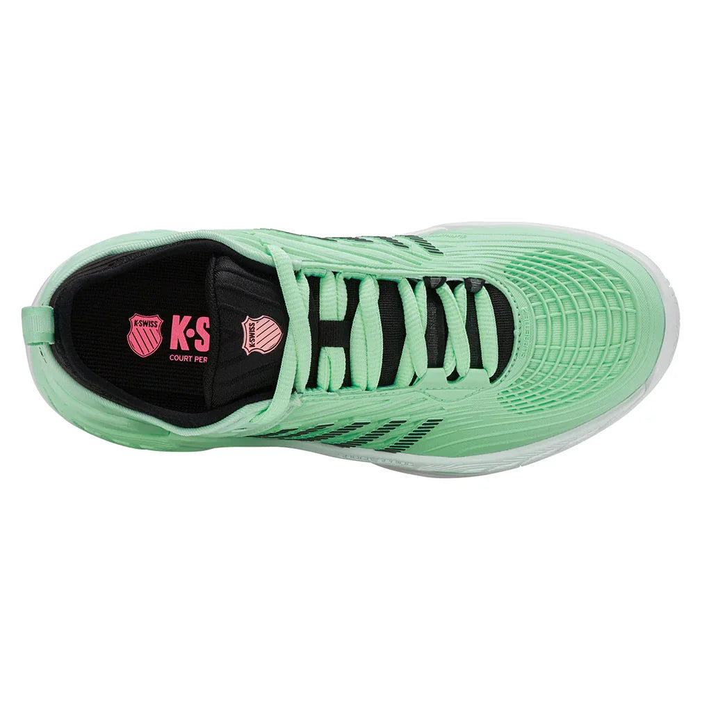 Women`s Hypercourt Supreme 2 Tennis Shoes Neon Mint and Black Footwear K-Swiss