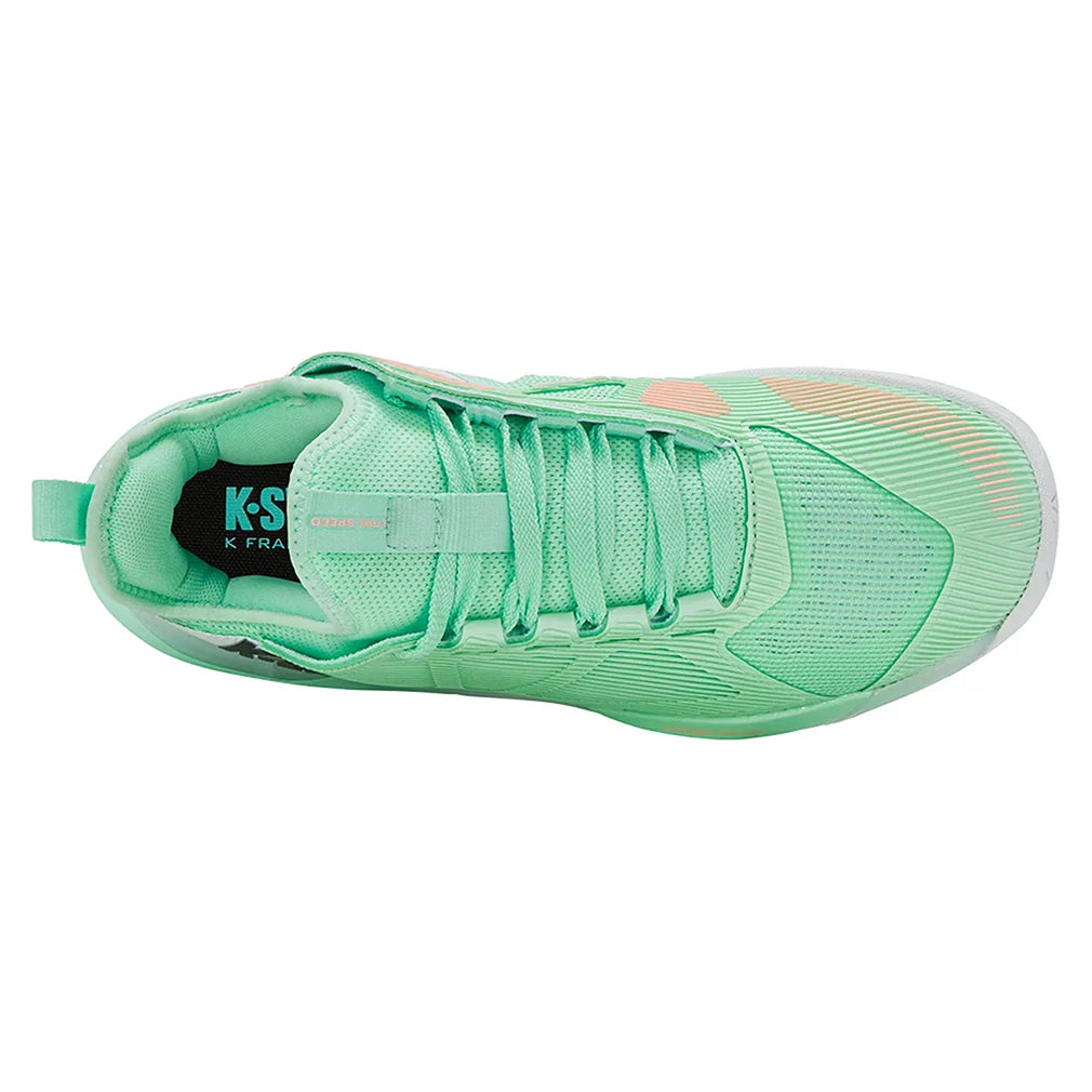 Women`s K-Frame Speed Tennis Shoes Soft Neon Mint and White Footwear K-Swiss