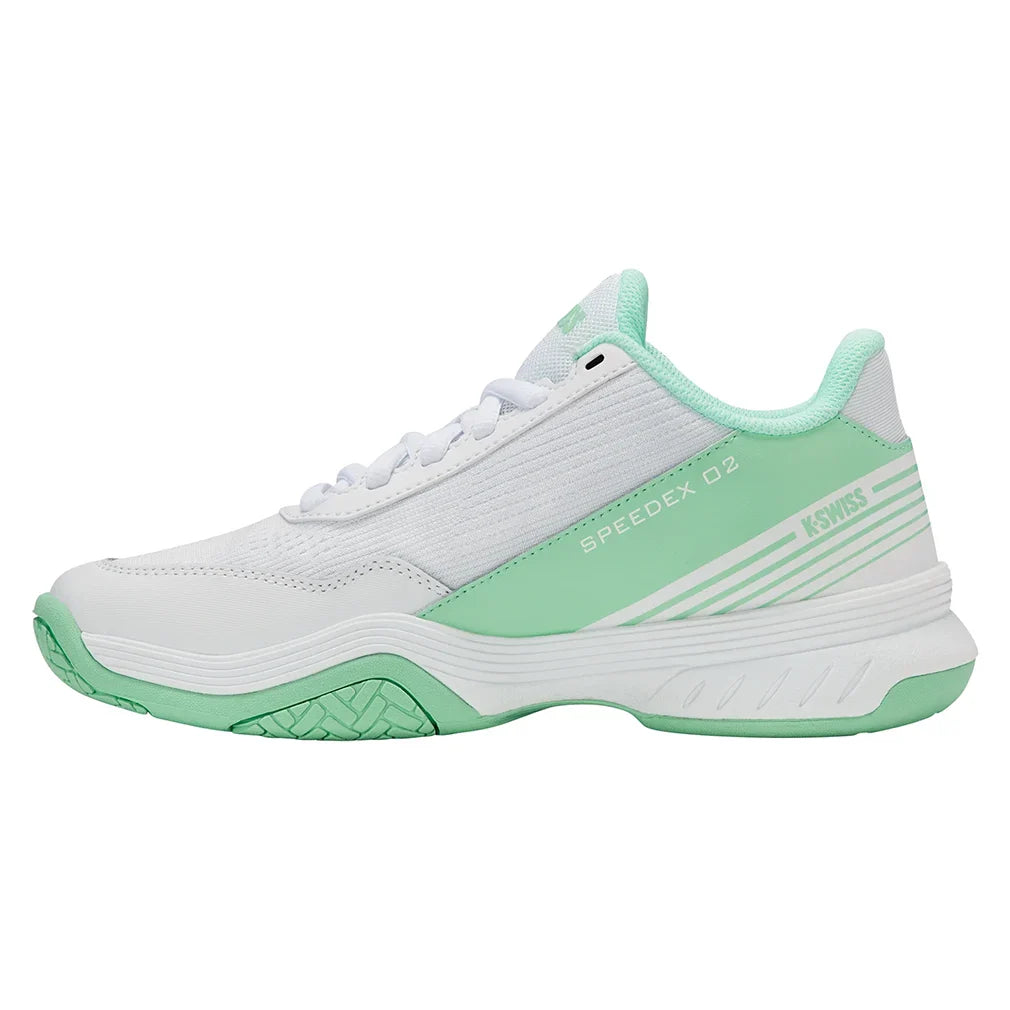 Women`s SpeedEx 2 Tennis Shoes White and Neon Mint Footwear K-Swiss