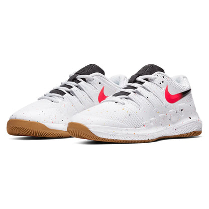 Juniors' Vapor X Tennis Shoes White and Laser Crimson Footwear Nike