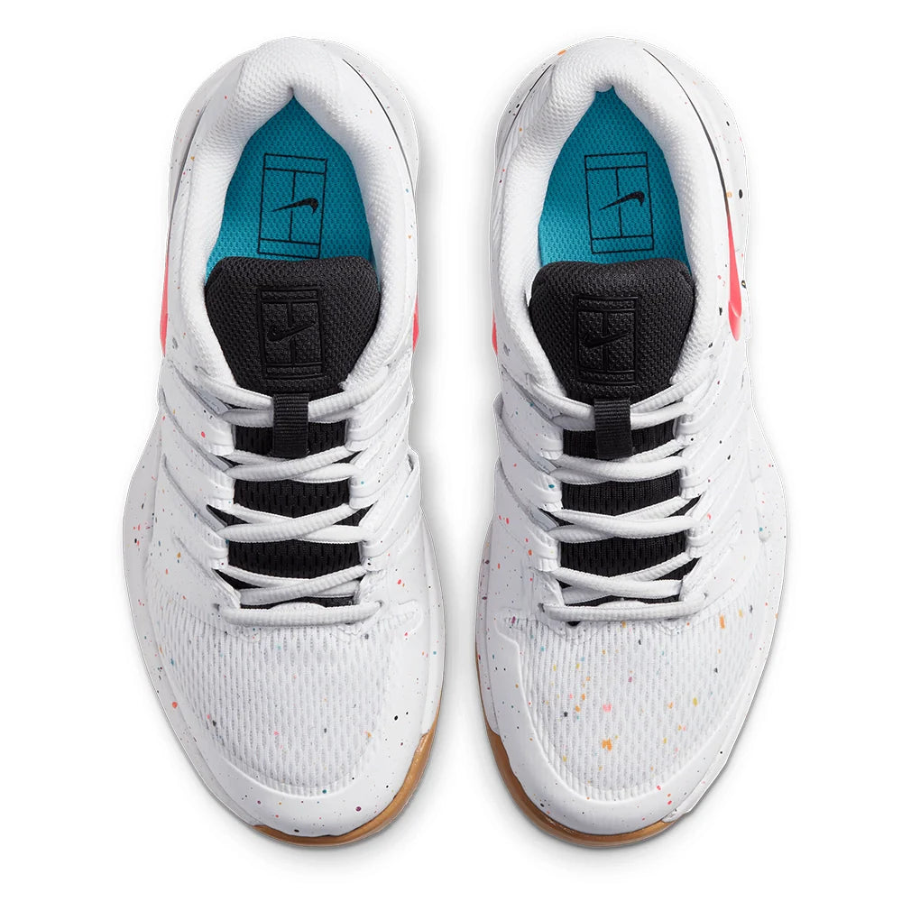 Juniors' Vapor X Tennis Shoes White and Laser Crimson Footwear Nike