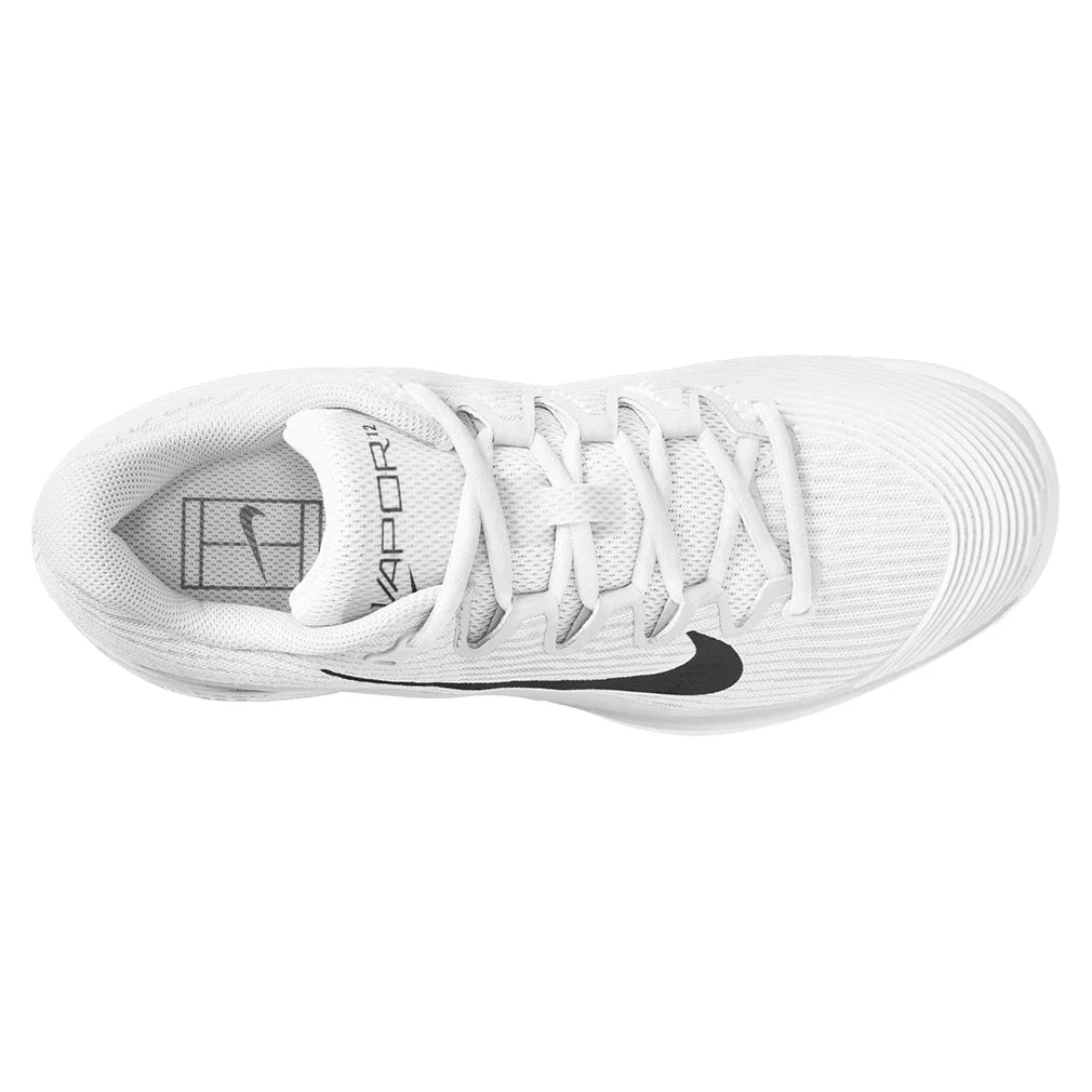 Women`s Zoom Vapor 12 Tennis Shoes White and Black Footwear Nike