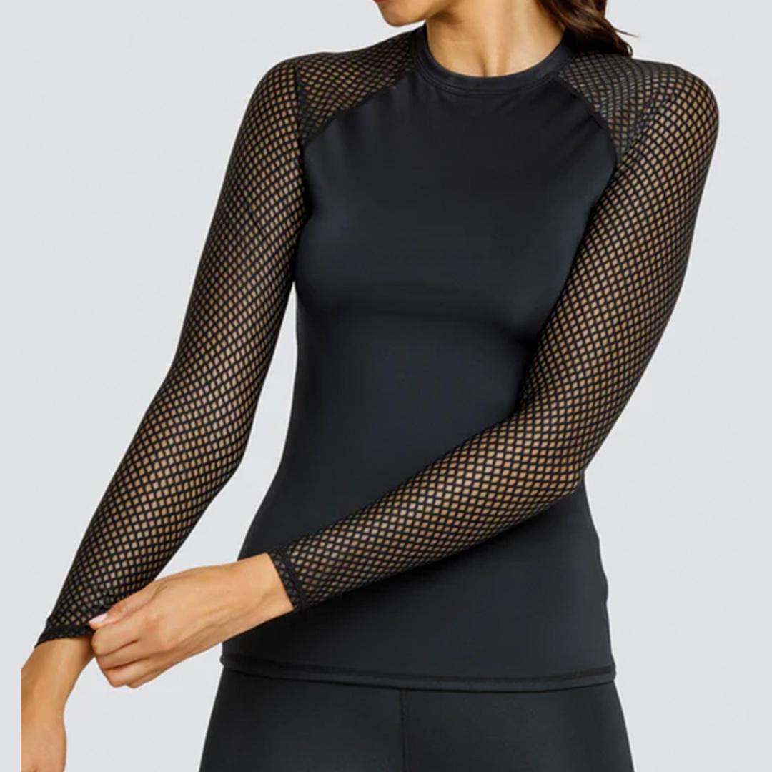 Women's Etta Long Sleeve Tennis Top Onyx Apparel Tail