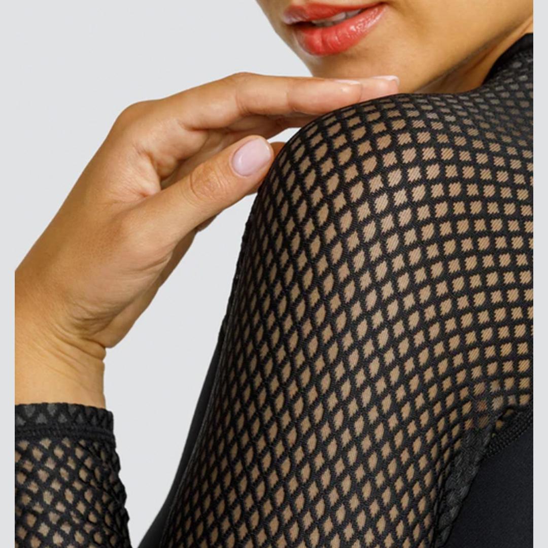 Women's Etta Long Sleeve Tennis Top Onyx Apparel Tail