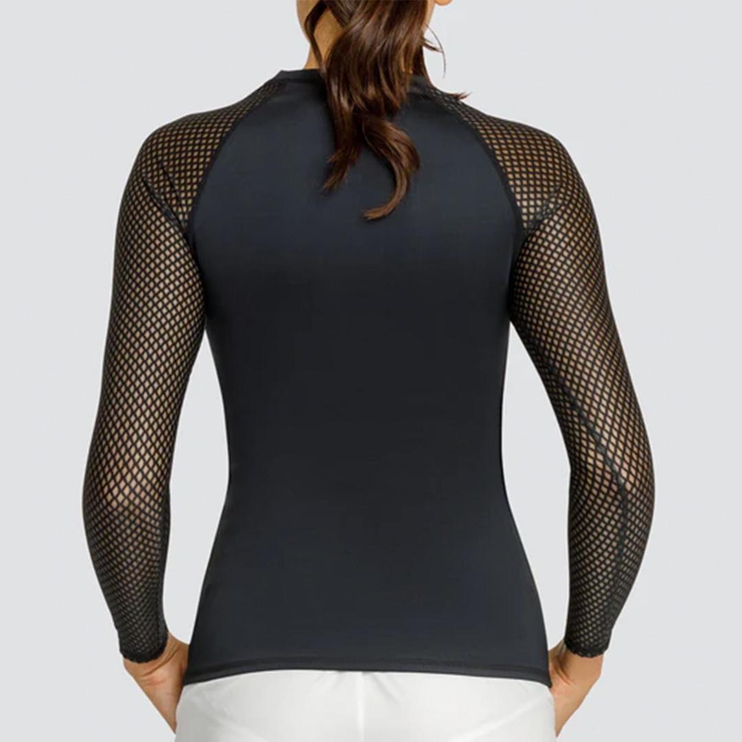 Women's Etta Long Sleeve Tennis Top Onyx Apparel Tail