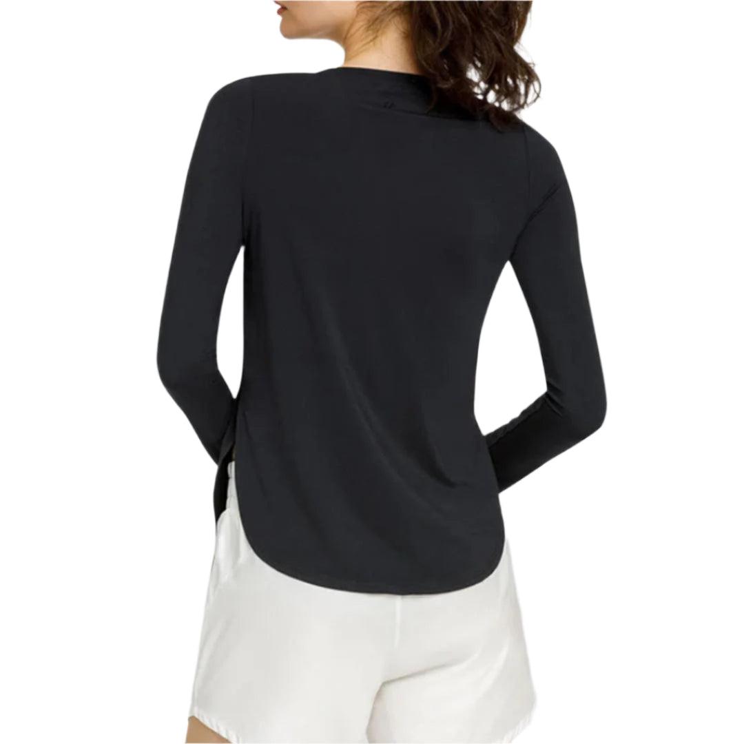 Women's Panem Long Sleeve Tennis Top Onyx Apparel Tail