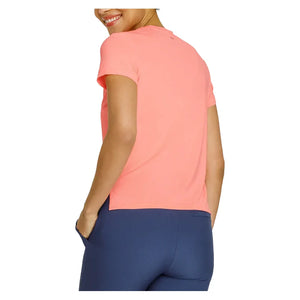 Women`s Bijou Short Sleeve Tennis Top Melon Punch Apparel Tail