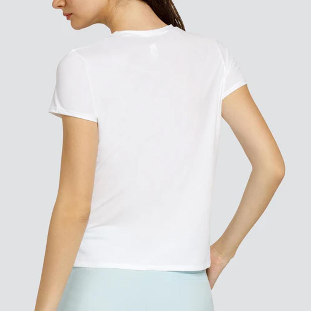 Women's Bijou Short Sleeve Tennis Top White with Logo Apparel Tail