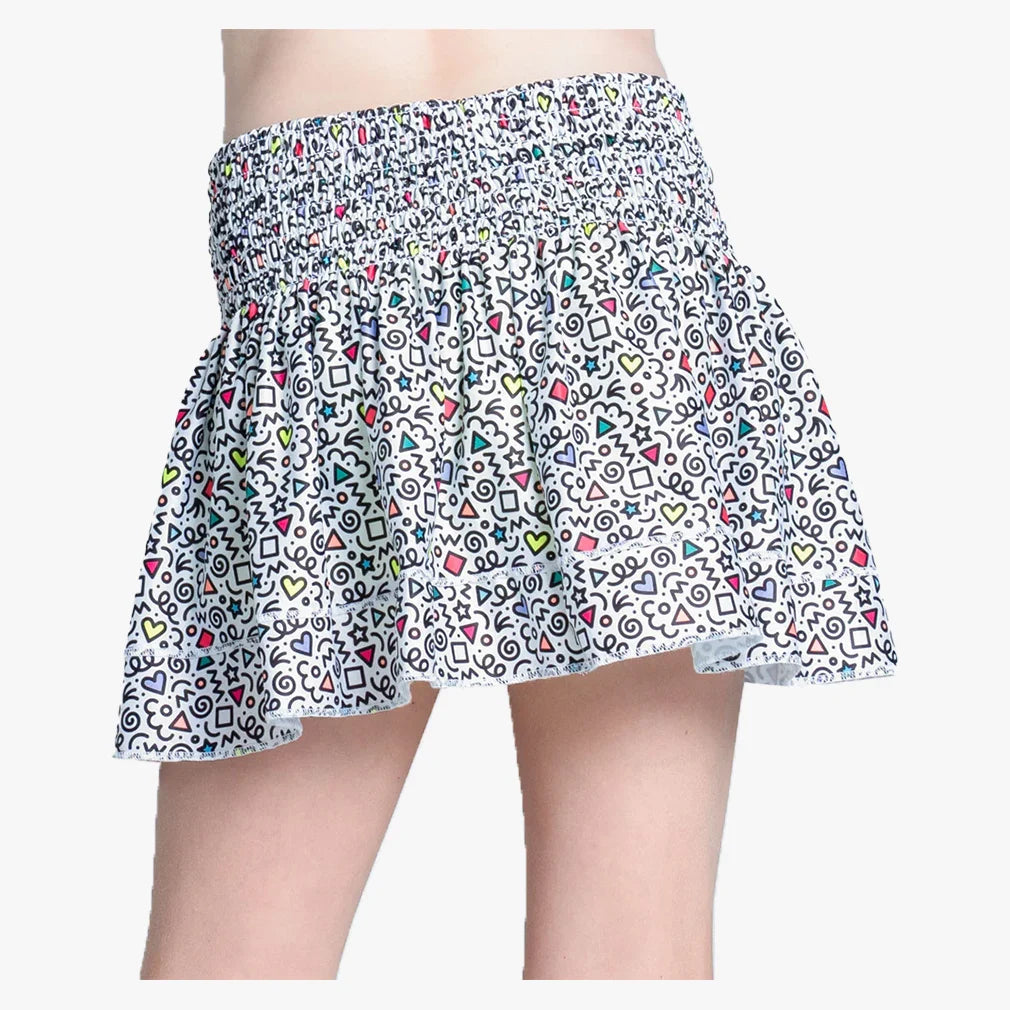 Girls` Retro Doodles Smocked Tennis Skort Multicolor Apparel Lucky In Love