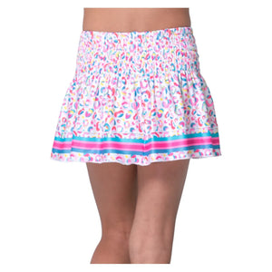 Girls` Cheetah Drip Smocked Tennis Skort Mulberry Apparel Lucky In Love