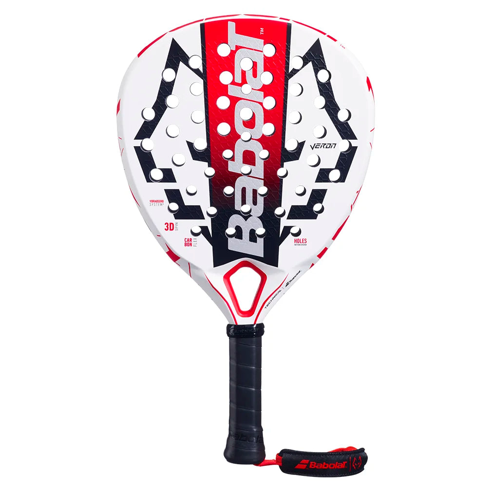 Technical Veron Juan Lebron 2025 Padel Racquet White and Red Padel Racquets Babolat