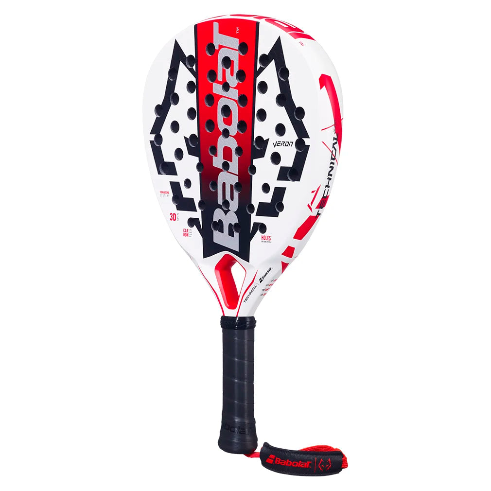 Technical Veron Juan Lebron 2025 Padel Racquet White and Red Padel Racquets Babolat