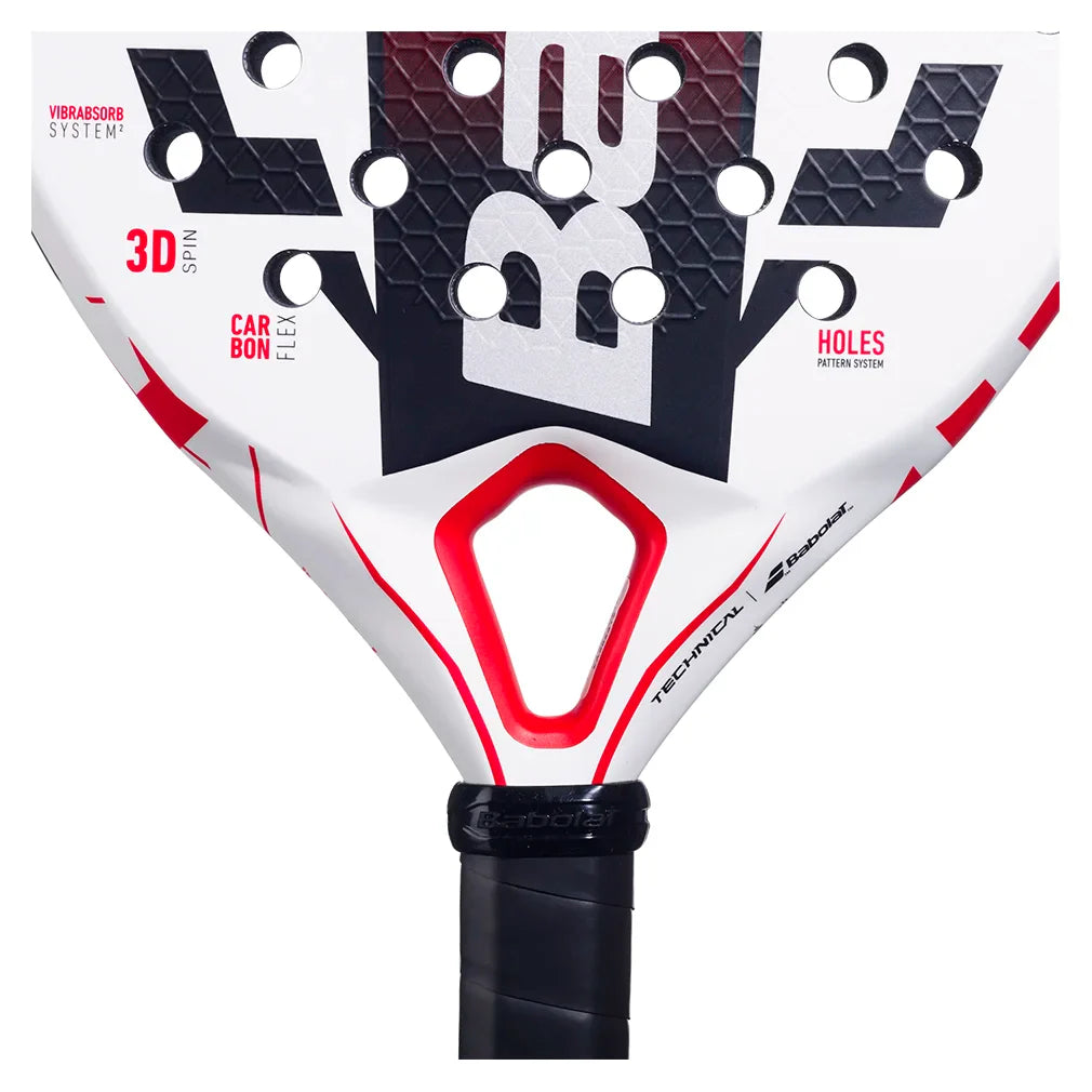 Technical Veron Juan Lebron 2025 Padel Racquet White and Red Padel Racquets Babolat