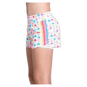 Girls` Retro Sunset Tennis Short White Apparel Lucky In Love