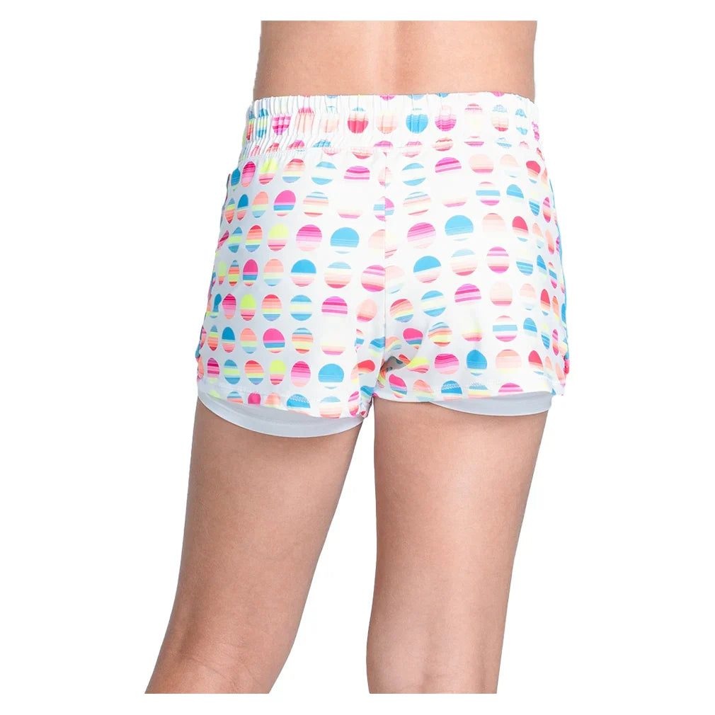 Girls` Retro Sunset Tennis Short White Apparel Lucky In Love