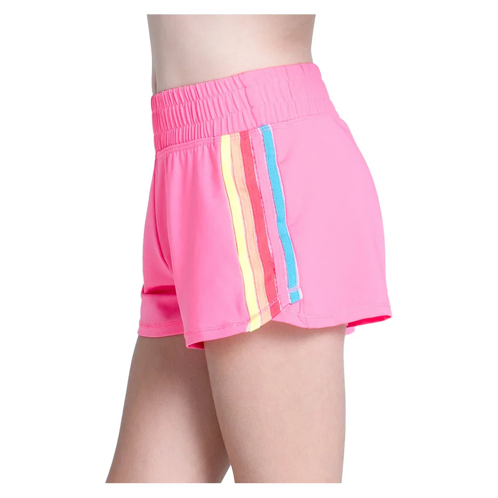 Girls` Prisma Stripe Tennis Short Pink Apparel Lucky In Love