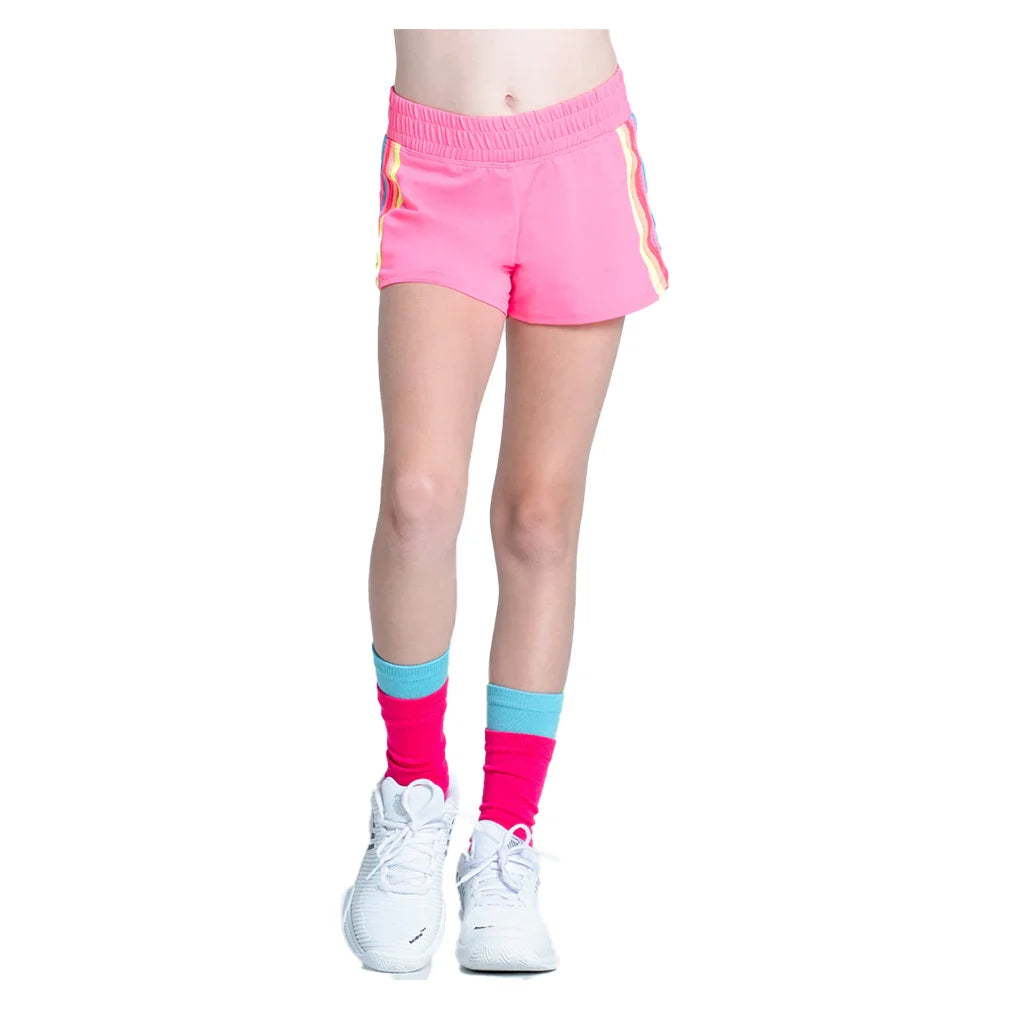 Girls` Prisma Stripe Tennis Short Pink Apparel Lucky In Love