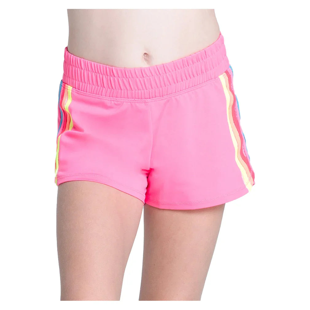 Girls` Prisma Stripe Tennis Short Pink Apparel Lucky In Love