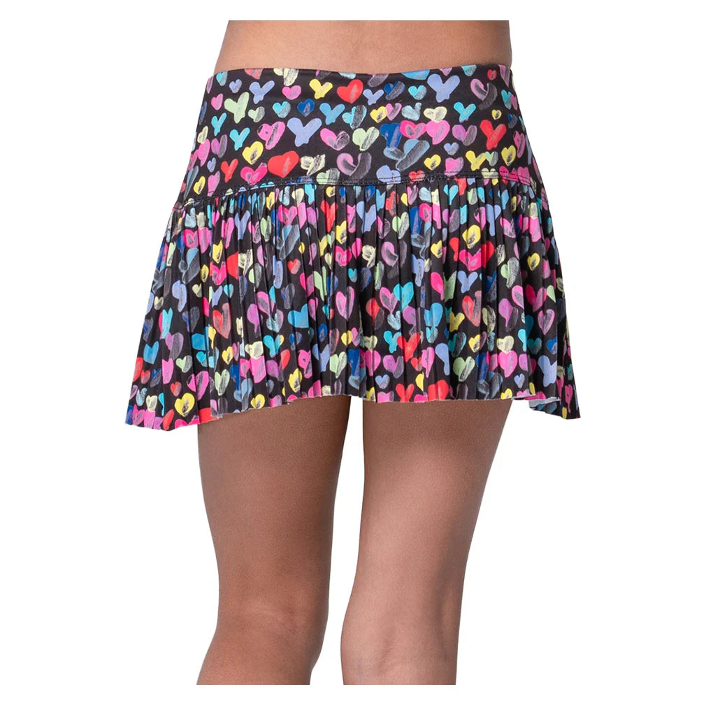 Girls` Thumbprint Hearts Pleated Tennis Skort Mulberry Apparel Lucky In Love