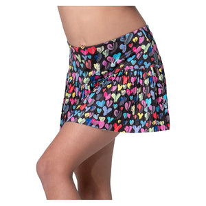 Girls` Thumbprint Hearts Pleated Tennis Skort Mulberry Apparel Lucky In Love