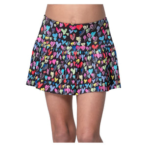 Girls` Thumbprint Hearts Pleated Tennis Skort Mulberry Apparel Lucky In Love