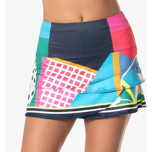 Women's Long Double Hit Scallop Tennis Skort Multicolor Apparel Lucky In Love