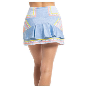 Women`s Long Blossom Tennis Skort Light Denim Apparel Lucky In Love