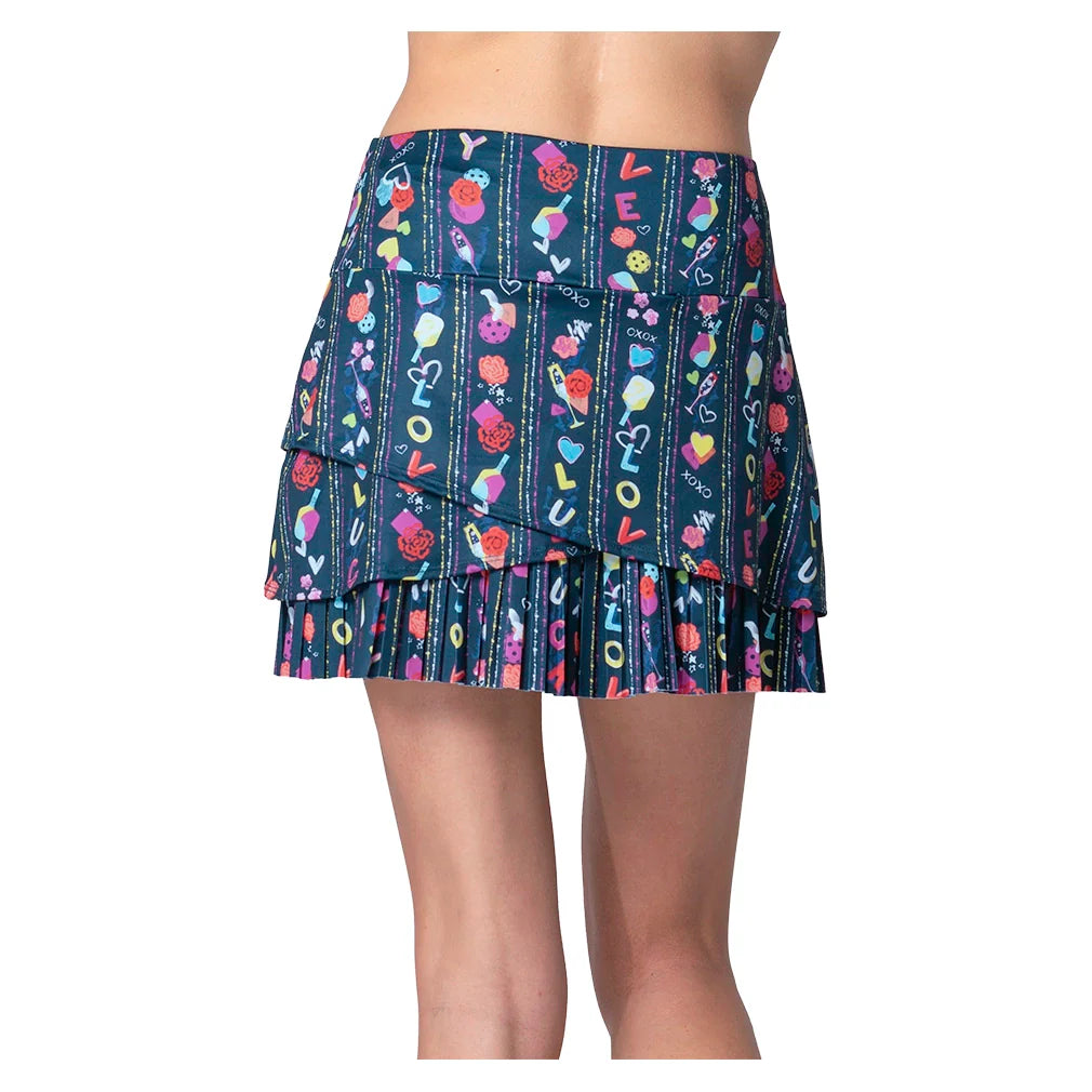 Women`s P.S. I Love You Pickleball Tennis Skort Midnight Apparel Lucky In Love