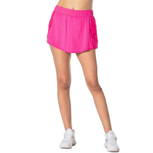 Women's High Waist Cargo Pocket Tennis Skort Shocking Pink Apparel Lucky In Love