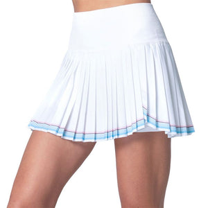 Women`s Linen Streak Pleated Tennis Skort White Apparel Lucky In Love