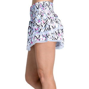 Women`s High Waist Wild Bloom 13.5 Inch Tennis Skort White Apparel Lucky In Love