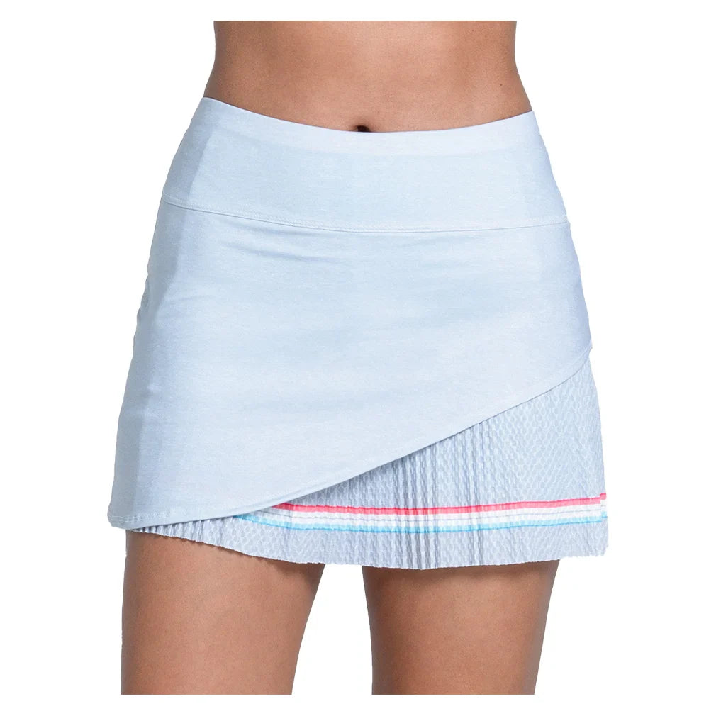 Women`s Groovy Stripe Pleated 14 Inch Tennis Skort Heather Grey Apparel Lucky In Love