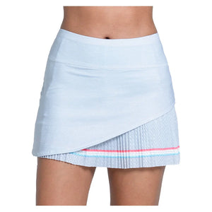 Women`s Groovy Stripe Pleated 14 Inch Tennis Skort Heather Grey Apparel Lucky In Love