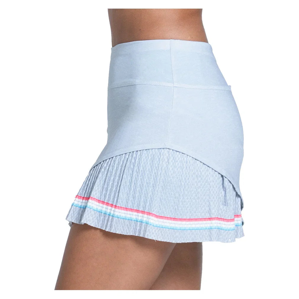 Women`s Groovy Stripe Pleated 14 Inch Tennis Skort Heather Grey Apparel Lucky In Love