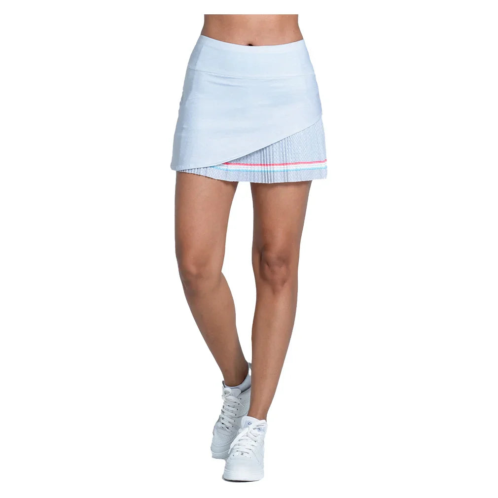 Women`s Groovy Stripe Pleated 14 Inch Tennis Skort Heather Grey Apparel Lucky In Love