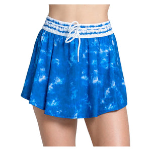 Women`s High Waist Shibori Stripe 13.5 Inch Tennis Skort Royal Apparel Lucky In Love
